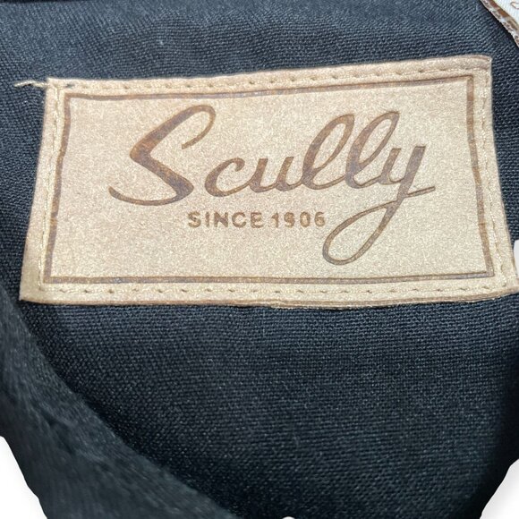 Scully Western Cowboy Shirt Black Turquoise Embroidered Rodeo Festival Country L - Picture 3 of 15